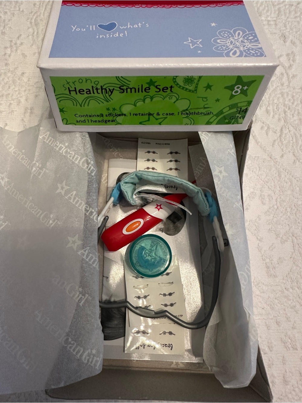 American Girl Healthy Smile Set Toothbrush & Accessories - Red & Teal